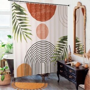 Mid Century Boho Shower Curtain Brand New